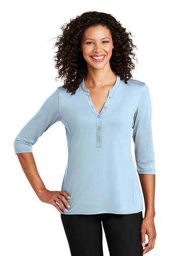 Port Authority  Ladies 5 oz 100% Polyester UV Choice Pique 3/4 Sleeve Henley Shirt